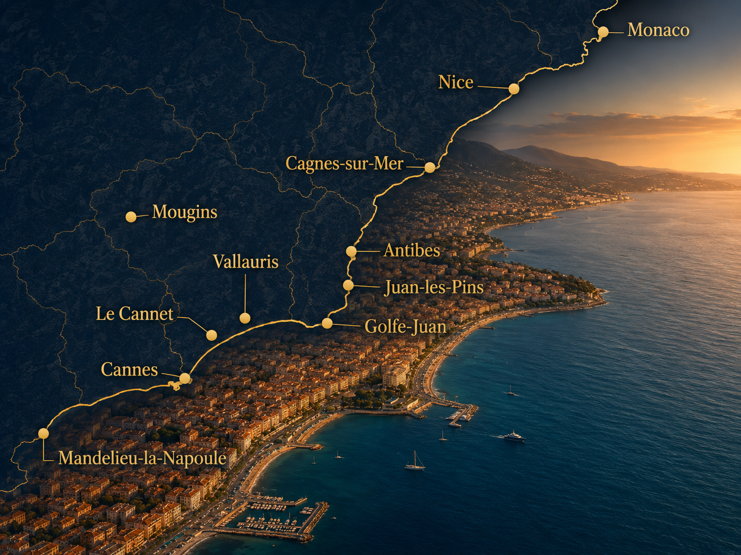 Carte des zones d'intervention : Cannes et la Côte d'Azur